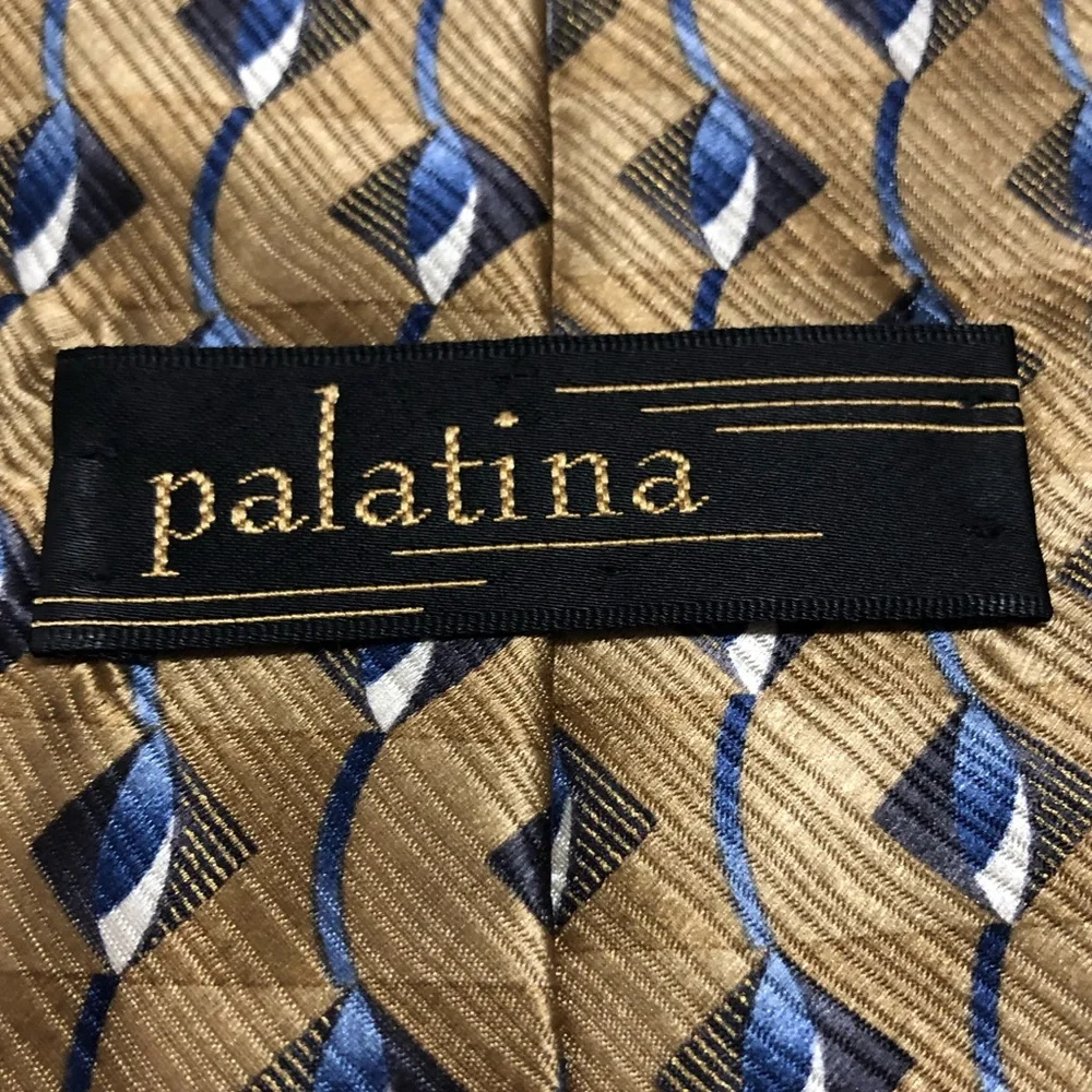 Palatina Men’s Silk Brown And Blue Patterned Tie